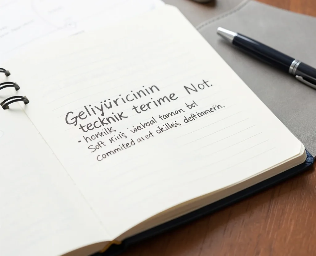 Geliştiricinin teknik terimleri not defterine çizdiği yakından görünüm